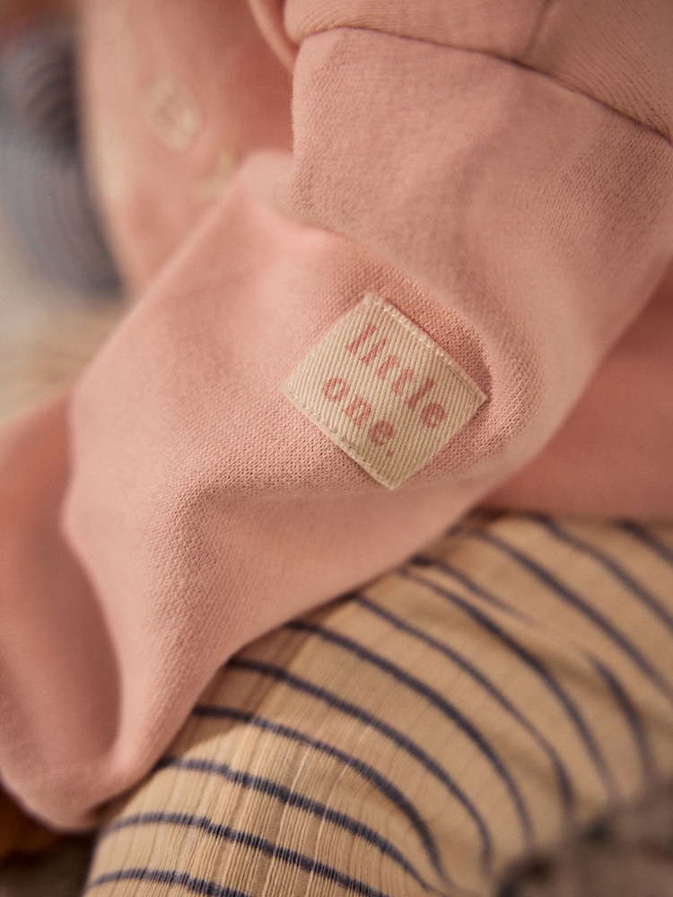 Pink/ Grey Slogan Stripe Sweater and Leggings Set - Image 4 of 17