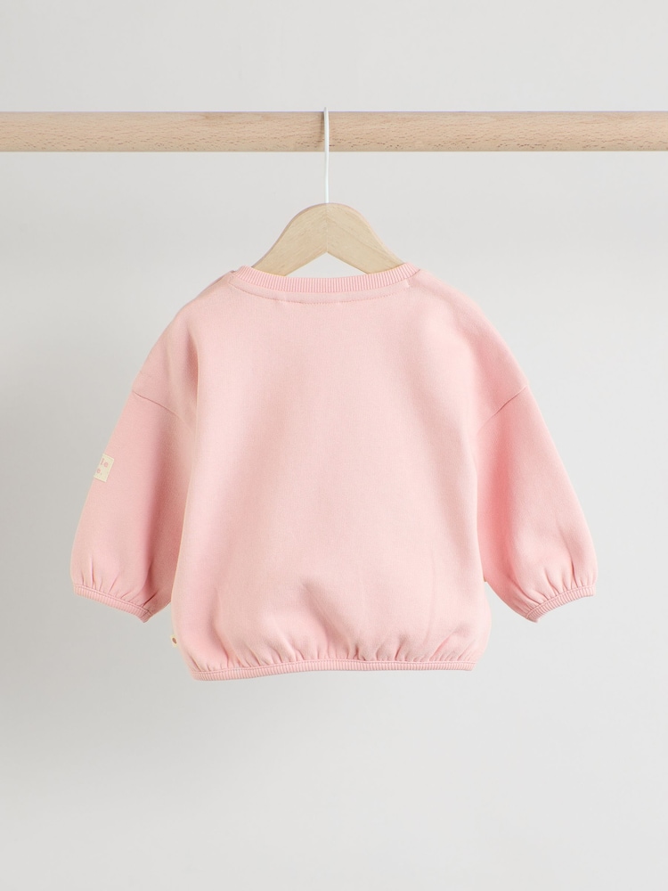 Pink/ Grey Slogan Stripe Sweater and Leggings Set - Image 9 of 17