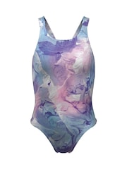 Nike Purple Tie Dye Print Fastback Swimsuit - Image 1 of 3