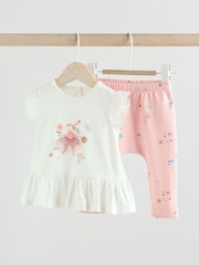 Pink/White Fairy Mouse Baby Short Sleeve Top and Legging 2 Piece Set - Image 1 of 12