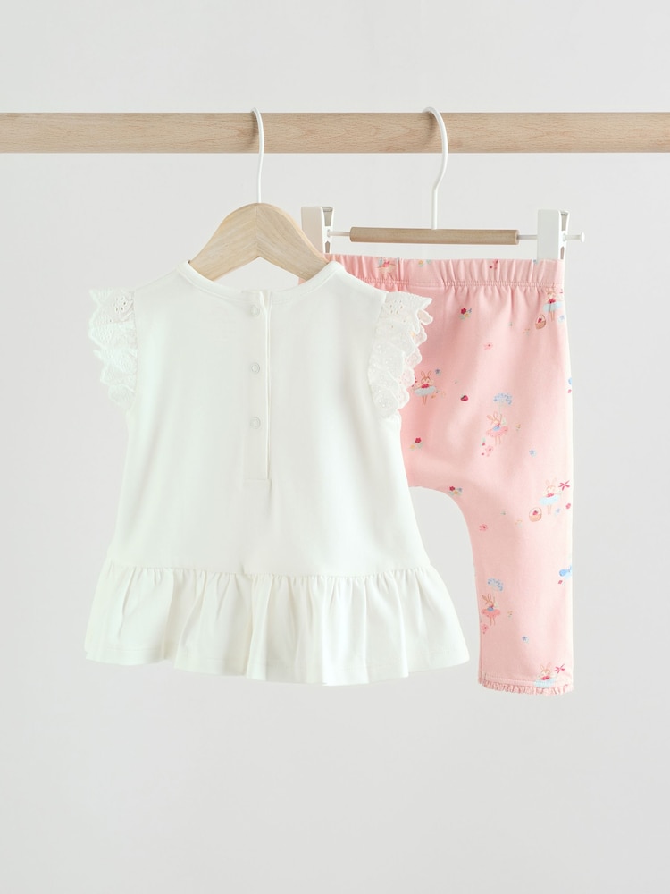 Souris fée rose/blanc - Ensemble 2 pièces haut à manches courtes et legging bébé - Image 4 of 12