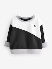 Black/White Colour Block Crew Neck Jumper - Image 1 of 3