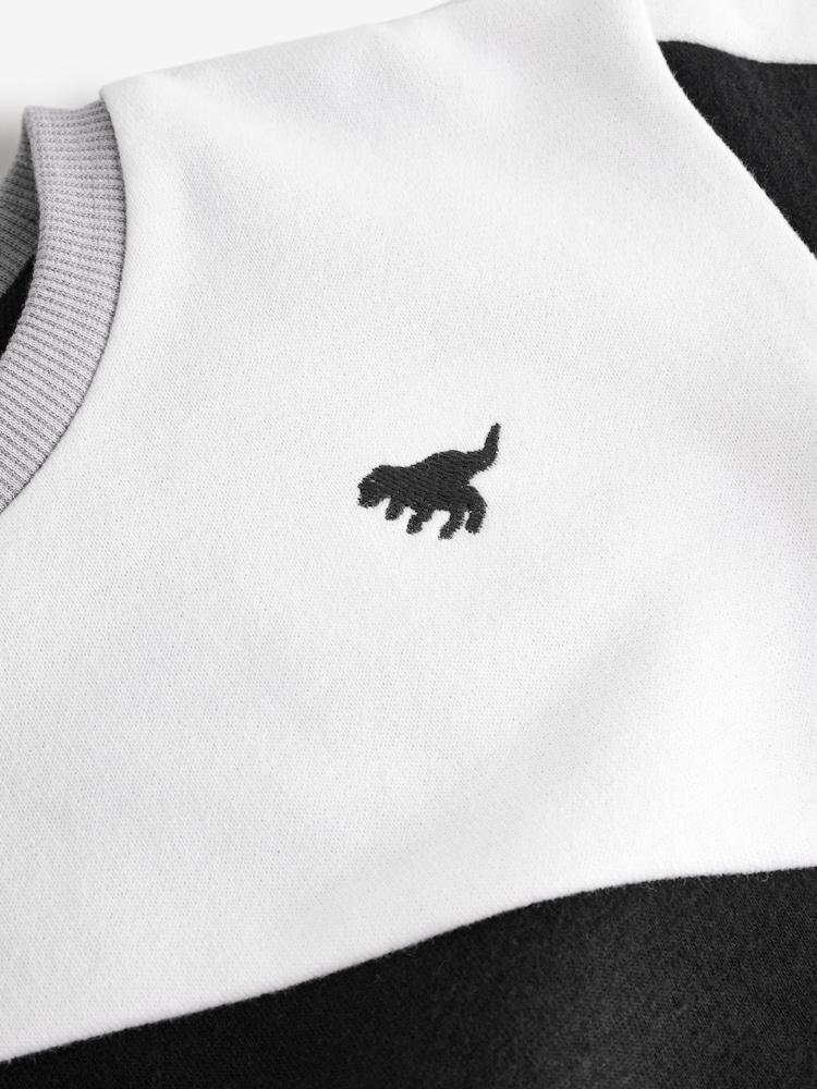 Black/White Colour Block Crew Neck Jumper - Image 2 of 3