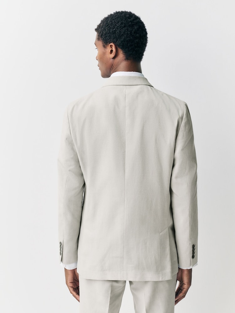 écru - Veste de costume en lin texturé - Image 3 of 10