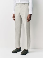 Ecru Tailored Fit Linen Texture Suit Trousers - Image 1 of 11