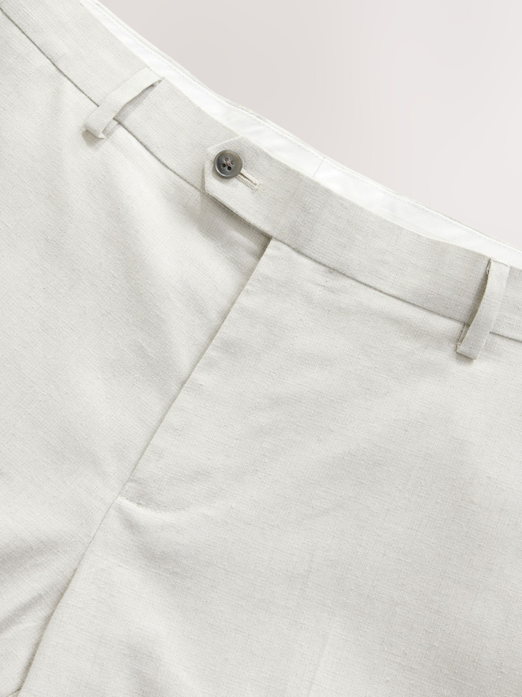 Ecru Tailored Fit Linen Texture Suit Trousers - Image 10 of 11