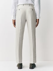Ecru Tailored Fit Linen Texture Suit Trousers - Image 2 of 11