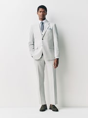 Ecru Tailored Fit Linen Texture Suit Trousers - Image 3 of 11