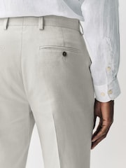Ecru Tailored Fit Linen Texture Suit Trousers - Image 5 of 11