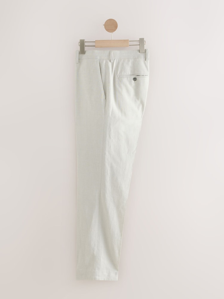 Ecru Tailored Fit Linen Texture Suit Trousers - Image 7 of 11