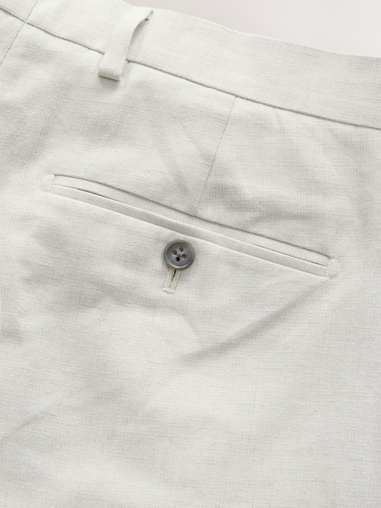 Ecru Tailored Fit Linen Texture Suit Trousers - Image 9 of 11