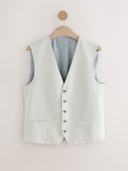 Ecru - Vestă de costum din in texturat - Imaginea 5 din 7