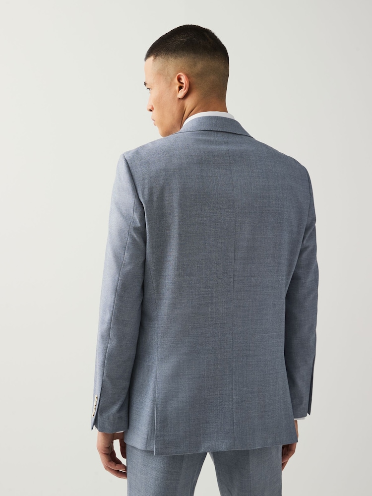 Blue Tailored Fit Textured Suit Jacket - Image 3 of 10