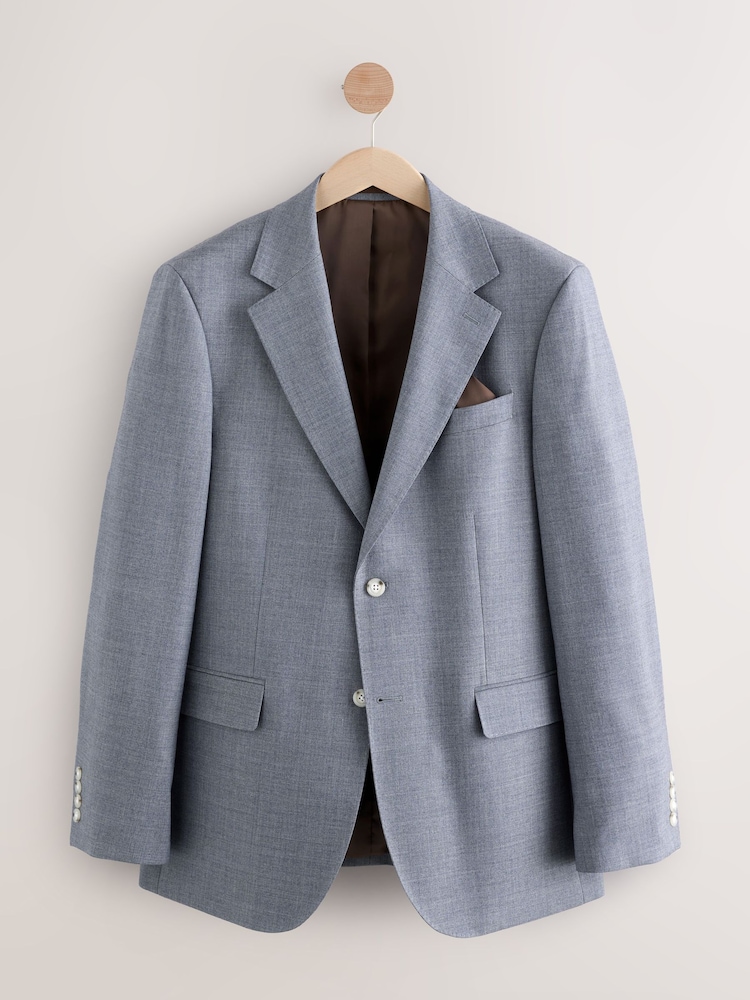Blue Tailored Fit Textured Suit Jacket - Image 6 of 10