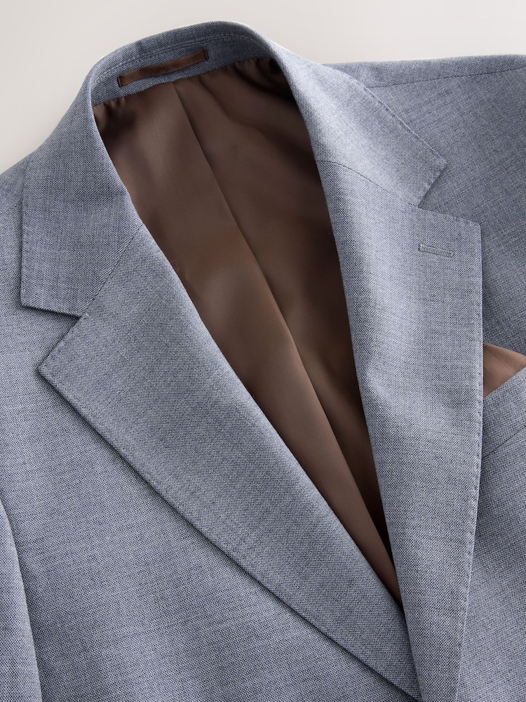 Blue Tailored Fit Textured Suit Jacket - Image 7 of 10