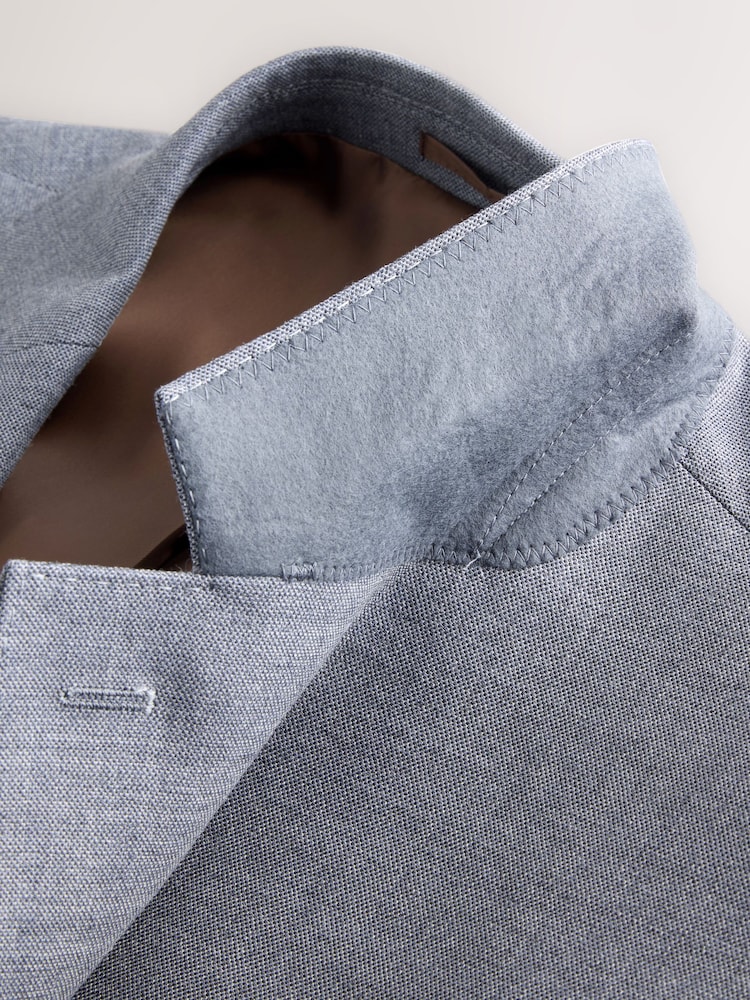 Blue Tailored Fit Textured Suit Jacket - Image 8 of 10