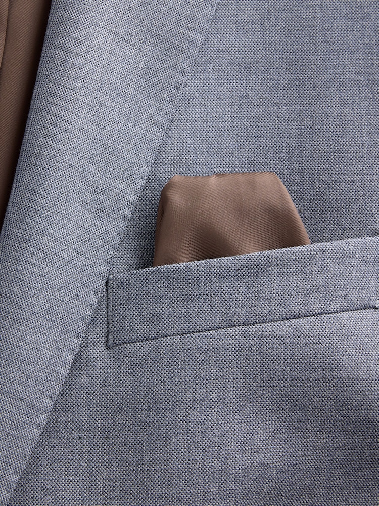 Blue Tailored Fit Textured Suit Jacket - Image 9 of 10
