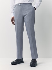 Blue Tailored Fit Texture Suit Trousers - Image 1 of 11
