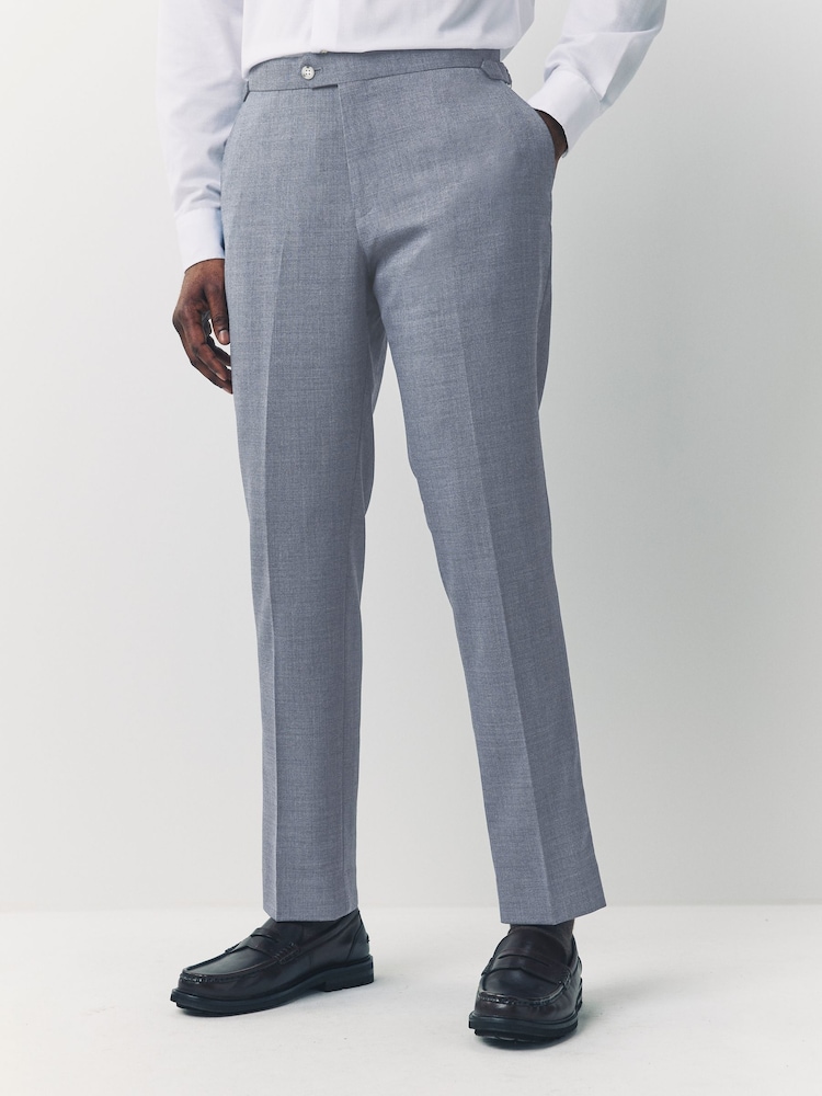 Blue Tailored Fit Texture Suit Trousers - Image 1 of 11