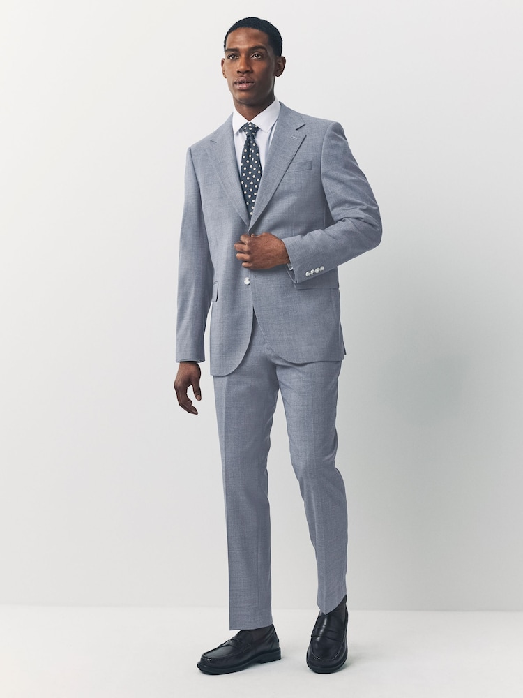 Blue Tailored Fit Texture Suit Trousers - Image 2 of 11 Blue Tailored Fit Texture Suit Trousers - Image 2 of 11