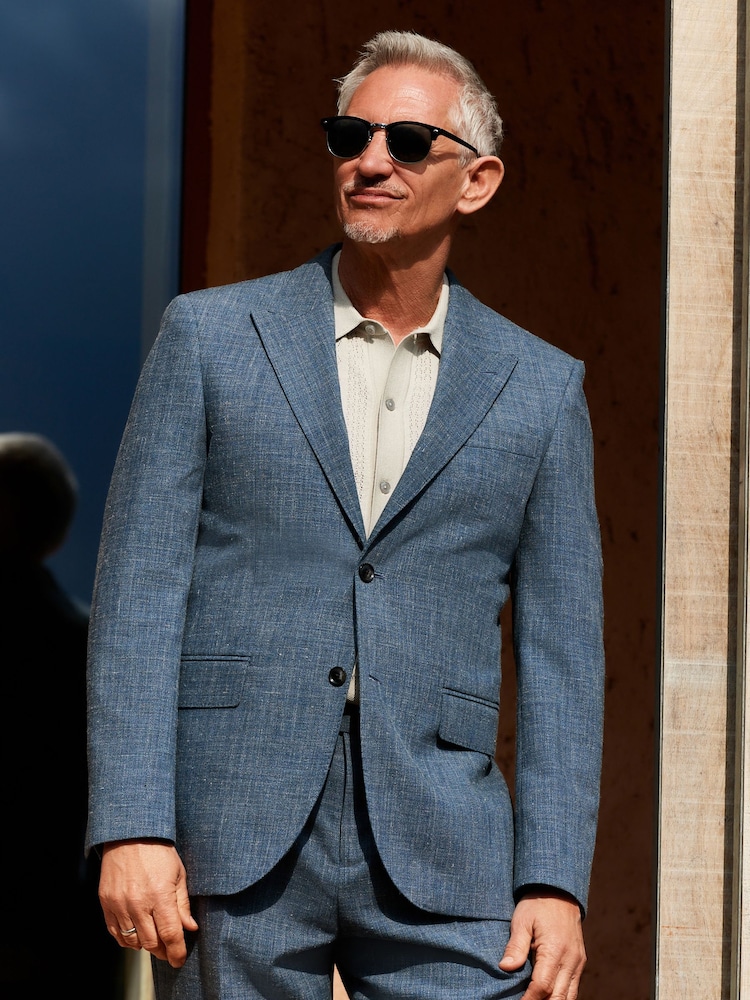 Blue Slim Fit Nova Fides Italian Linen Blend Fabric Suit Jacket - Image 1 of 8 Blue Slim Fit Nova Fides Italian Linen Blend Fabric Suit Jacket - Image 1 of 8