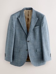 Azul - Slim Fit Nova Fides Italian Linen Blend Fabric Suit Jacket - Imagem 5 de 8