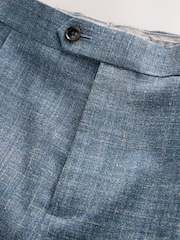Blue Slim Fit Nova Fides Italian Linen Blend Fabric Suit Trousers - Image 10 of 13