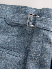 Blue Slim Fit Nova Fides Italian Linen Blend Fabric Suit Trousers - Image 11 of 13