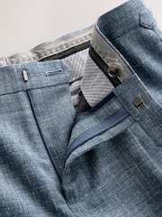 Blue Slim Fit Nova Fides Italian Linen Blend Fabric Suit Trousers - Image 13 of 13