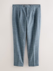 Blue Slim Fit Nova Fides Italian Linen Blend Fabric Suit Trousers - Image 6 of 13