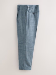 Blue Slim Fit Nova Fides Italian Linen Blend Fabric Suit Trousers - Image 7 of 13
