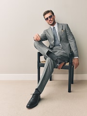 Grey Slim Fit Nova Fides Italian Linen Blend Fabric Suit Jacket - Image 2 of 5