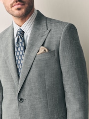 Grey Slim Fit Nova Fides Italian Linen Blend Fabric Suit Jacket - Image 4 of 5
