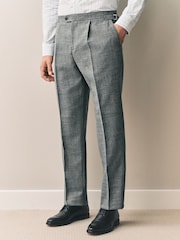 Cinza - Slim Fit Nova Fides Italian Linen Blend Fabric Suit Trousers - Imagem 1 de 5