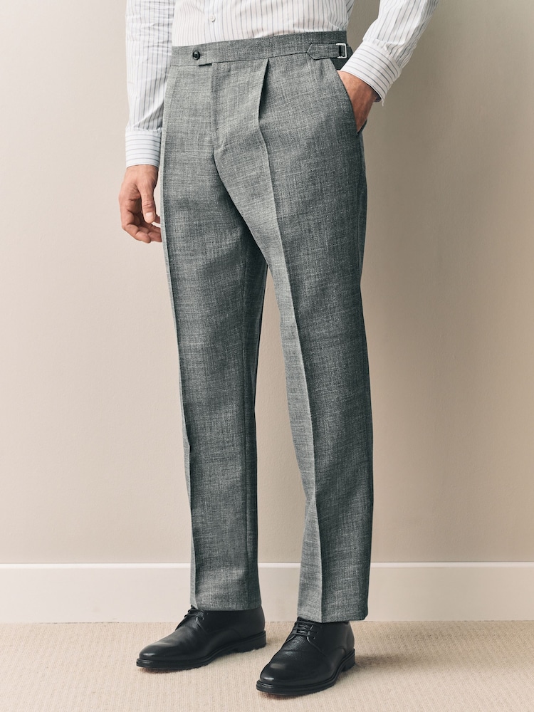 Cinza - Slim Fit Nova Fides Italian Linen Blend Fabric Suit Trousers - Imagem 1 de 5