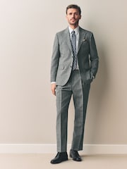 Cinza - Slim Fit Nova Fides Italian Linen Blend Fabric Suit Trousers - Imagem 3 de 5