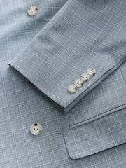 Light Blue Double Breasted Check Suit Jacket - Image 10 of 10