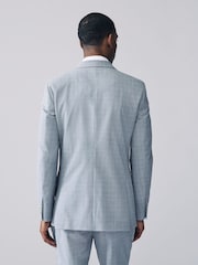 Light Blue Double Breasted Check Suit Jacket - Image 3 of 10