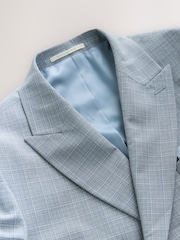 Light Blue Double Breasted Check Suit Jacket - Image 7 of 10