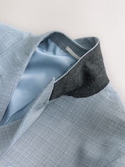 Light Blue Double Breasted Check Suit Jacket - Image 8 of 10