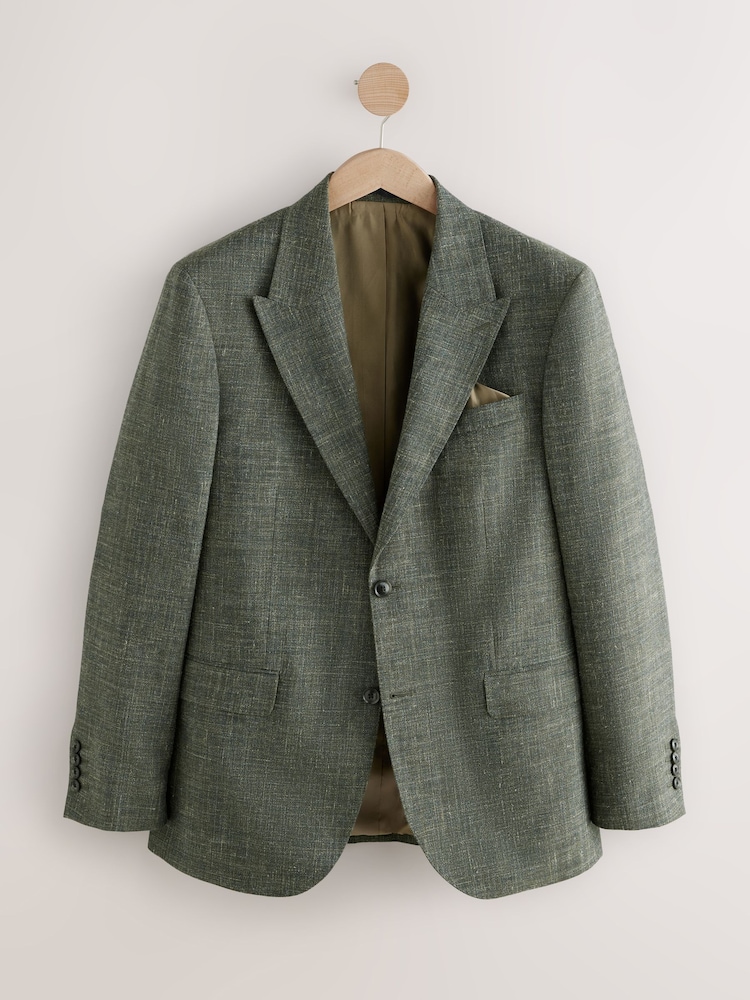 Green Slim Fit Nova Fides Italian Linen Blend Fabric Suit Jacket - Image 11 of 11 Green Slim Fit Nova Fides Italian Linen Blend Fabric Suit Jacket - Image 11 of 11