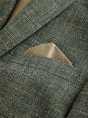 Green Slim Fit Nova Fides Italian Linen Blend Fabric Suit Jacket - Image 8 of 11