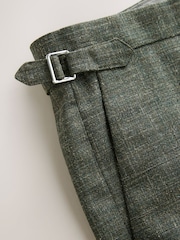Green Slim Fit Nova Fides Italian Linen Blend Fabric Suit Trousers - Image 11 of 14