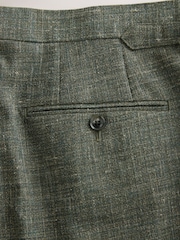 Green Slim Fit Nova Fides Italian Linen Blend Fabric Suit Trousers - Image 12 of 14