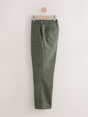 Green Slim Fit Nova Fides Italian Linen Blend Fabric Suit Trousers - Image 7 of 14