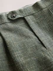 Green Slim Fit Nova Fides Italian Linen Blend Fabric Suit Trousers - Image 8 of 14