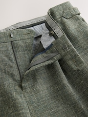 Green Slim Fit Nova Fides Italian Linen Blend Fabric Suit Trousers - Image 9 of 14