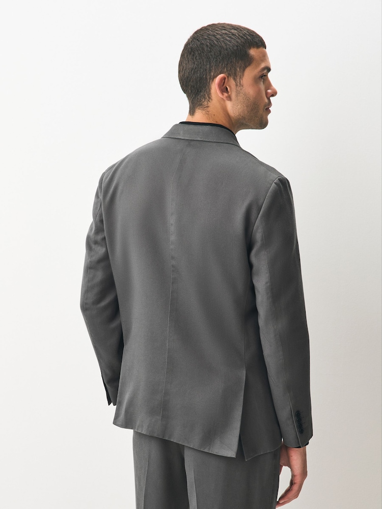 Grey Relaxed Fit Lyocell Suit Jacket - Image 3 of 10