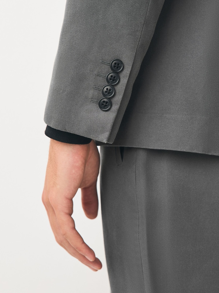 Grey Relaxed Fit Lyocell Suit Jacket - Image 4 of 10