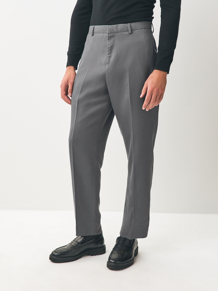 Grey Relaxed Fit Suit Lyocell Suit Trousers - Image 1 of 9